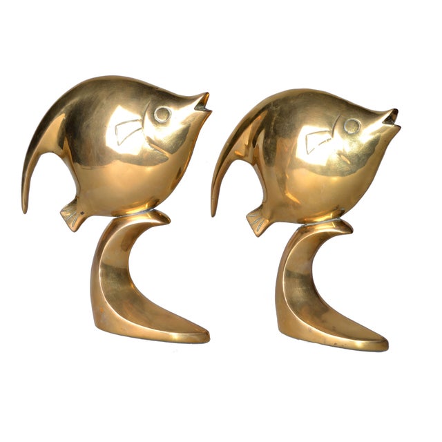 Polished Solid Brass Fish Bookends A Pair Chairish