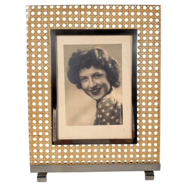 Large Picture Frame in Acrylic Glass, Cane Webbing and Brass in the style of Christian Dior, 1970s For Sale - Image 17 of 17