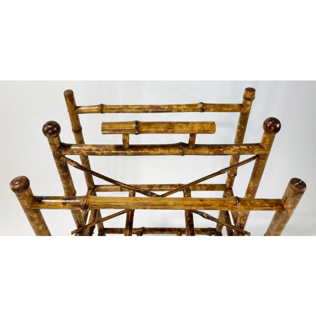 Antique Scorched Bamboo Magazine Stand For Sale - Image 10 of 11