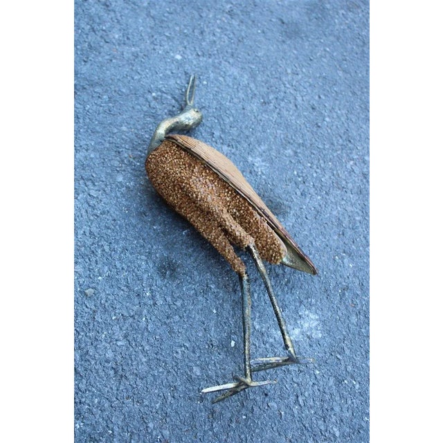 Italian Golden Metal Heron with Bamboo Rods, 1970s, in Very Good conditions. Designed 1970 to 1979