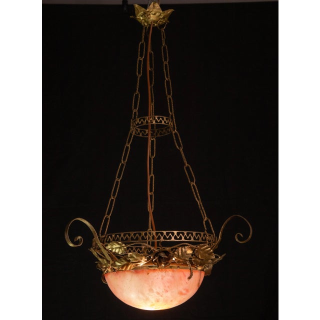 Art Deco La Belle Èpoque Red Alabaster Pendant, 1910 For Sale - Image 3 of 12