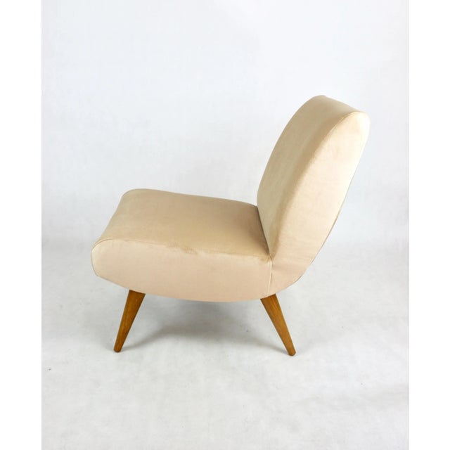Vintage Lounge Chair in Champagne Beige Velvet, 1970s For Sale - Image 12 of 13