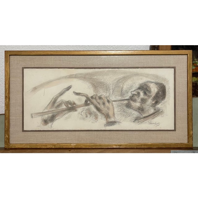 Paper Chaim Gross, Chaim Gross Judaica Jewish Watercolor Painting Rabbi Klezmer Music WPA Artist, c.1960's For Sale - Image 7 of 9