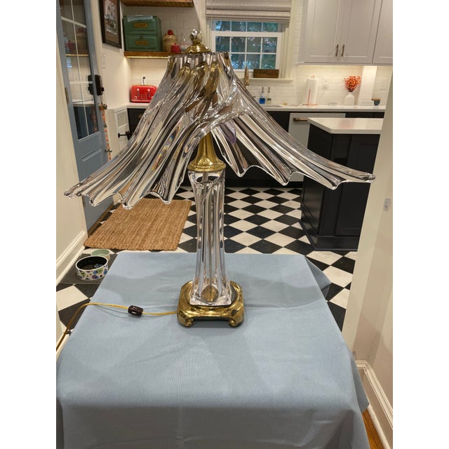 Vintage French Crystal Table Lamp- Art Verrier by Cofrac For Sale - Image 10 of 11