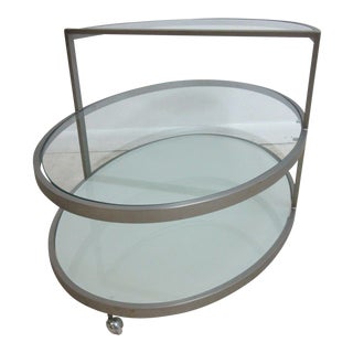 Mid-Century Oval Rolling Side Table For Sale