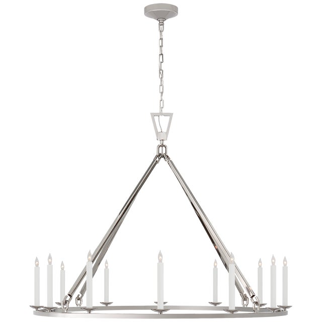 Darlana Extra Large Single Ring Chandelier in Polished Nickel Designer: Chapman & Myers Canopy: 6" Round Mounting: Chain...