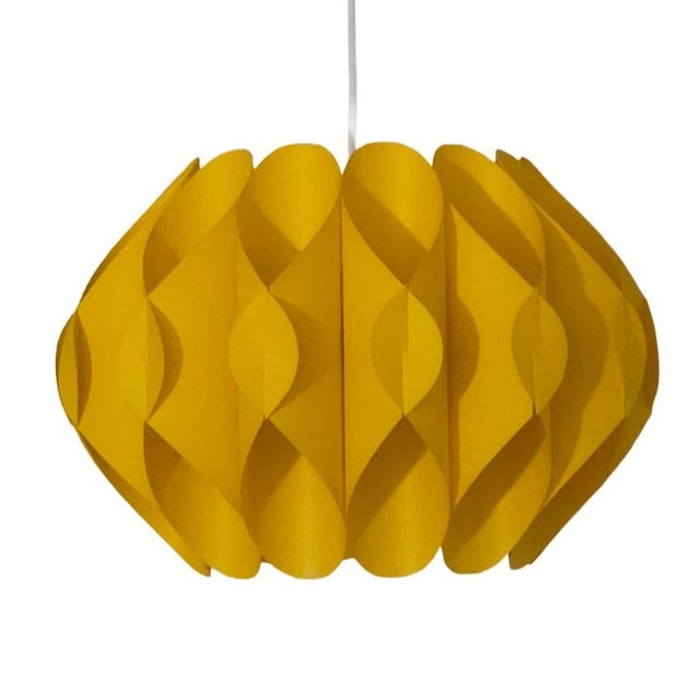 Mid-Century Modern Yellow Pendant Lamp by Lars Schiøler for Hoyrup, Denmark, 1970s, in Very Good conditions. Designed 1970...