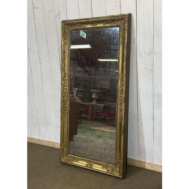19th century mirror in wood and gilded plaster - formerly a fireplace woodwork mirror - H=1m55, W=77cm, D=6cm.