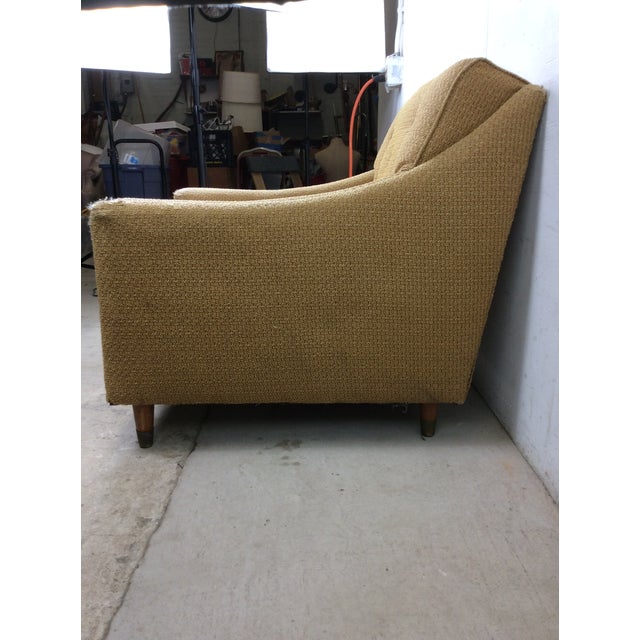 Mid Century Modern Lounge Chair With Vintage Yellow Upholstery For Sale - Image 10 of 18