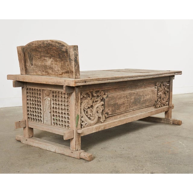 Javanese Carved Teak Indo Wedding Chest Daybed From Bali For Sale - Image 12 of 12