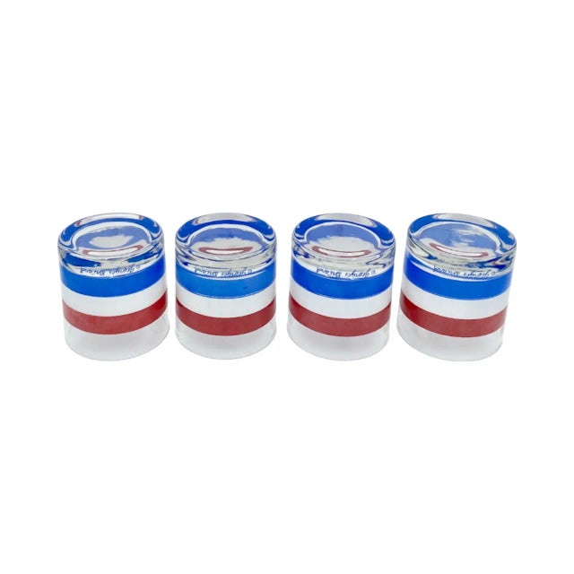 Mid-Century Modern Mid 20th Century Vintage Georges Briard Red, White & Blue Stripes Rocks Cocktail Glasses- Set of 4 For Sale - Image 3 of 12