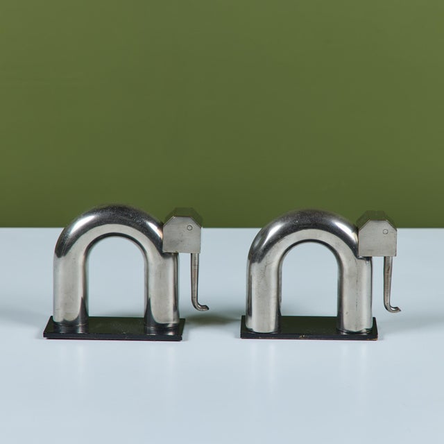 Pair of Chrome Elephant Bookends by Walter von Nessen for Chase USA For Sale - Image 9 of 16