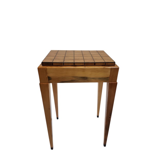 Art Deco Reclaimed Old Growth Pine Parquetry Side Table For Sale - Image 3 of 17