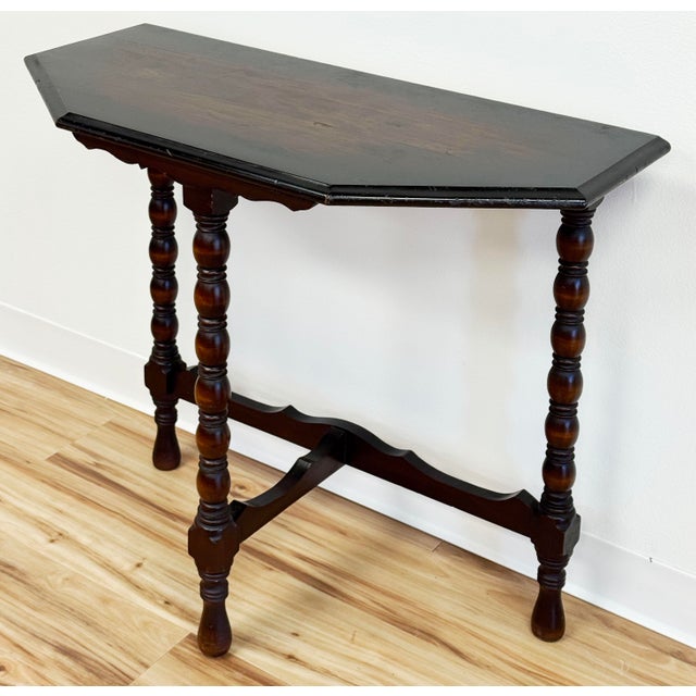 Vintage Bobbin Leg Demilune Table For Sale In Kansas City - Image 6 of 9