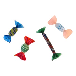 Italian Murano Art Glass Candy Pieces Sculptures For Sale