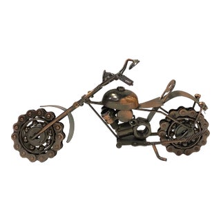 Copper Bronze Color Metal Mechanic Motorcycle Display Art Figure For Sale