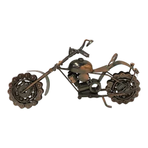 Copper Bronze Color Metal Mechanic Motorcycle Display Art Figure