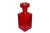 A crystal ‘Radius’ decanter with stopper by Godinger. Square and ruby red, with square facets decorating the sides and a...