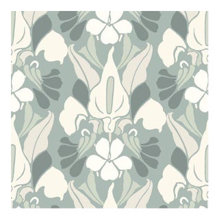 Botanic Dragon Flower - Ash Blue Floral Premium Wallpaper by Mitchell Black, 156 Sq Ft For Sale