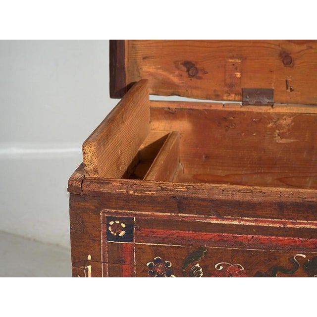 Brown Painted Chest with Floral Details, 1870s For Sale - Image 8 of 18