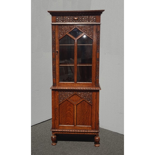 Antique Spanish Style Curio Display W Storage French Country