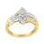 Crafted in lustrous 10k gold, this bypass ring showcases a dazzling round diamond cluster. Soft alternating yellow and...