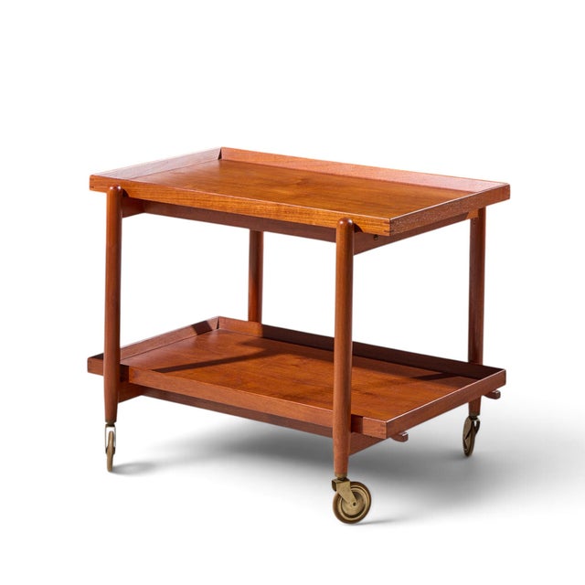 Brown Poul Hundevad for Vamdrup Mid Century Danish Teak Expanding Bar Cart For Sale - Image 8 of 10