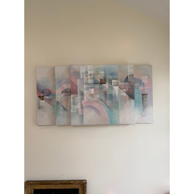 Textile 1980s Vintage Stack Canvas Art For Sale - Image 7 of 14