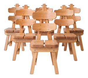 Mid-Century Spanish Brutalist Dining Chairs, Set of 6