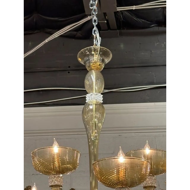 Murano Tabaco Glass Chandelier For Sale In Dallas - Image 6 of 7