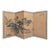 1970s Signed Asian Four-Panel Painted Landscape Folding Screen With Cranes and Pine Trees For Sale