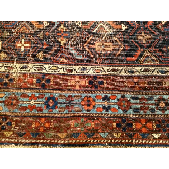 19th Century Persian Afshar Tribal Rug, Handwoven Wool, All-Over Geometric Pattern, Navy & Blue, 5x6 For Sale - Image 18 of 18