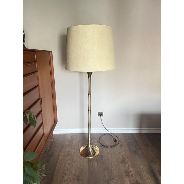 Gold Brass Bamboo Floor Lamp by Ingo Maurer for M Design, 1960s For Sale - Image 8 of 9