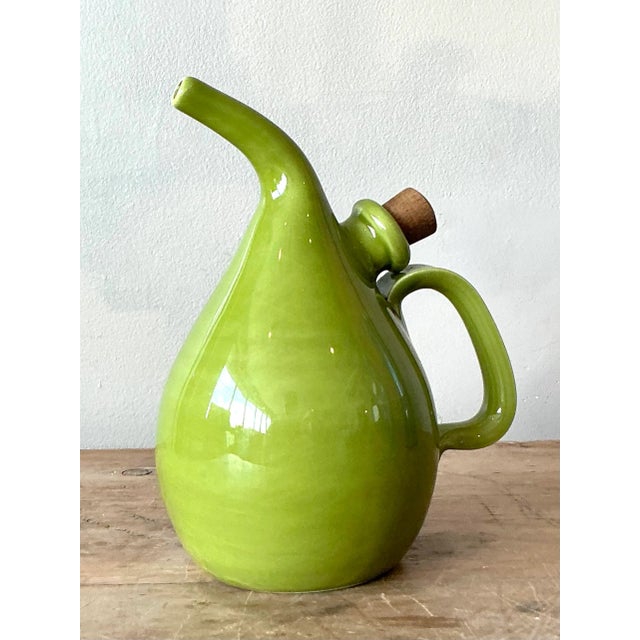 Early 21st Century Vintage Italian Glazed Ceramic Olive Oil Pitcher For Sale - Image 5 of 6