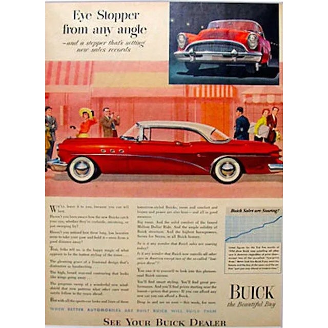 1954 Buick Matted Advertisement For Sale