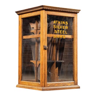Antique Atkins "Silver Steel" Saw Point-of-Sale Display Cabinet For Sale