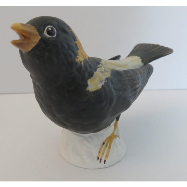 Mid-Century Modern Vintage 1975 Goebel West Germany Porcelain Bisque Black Bird Figurine 38505 For Sale - Image 3 of 6