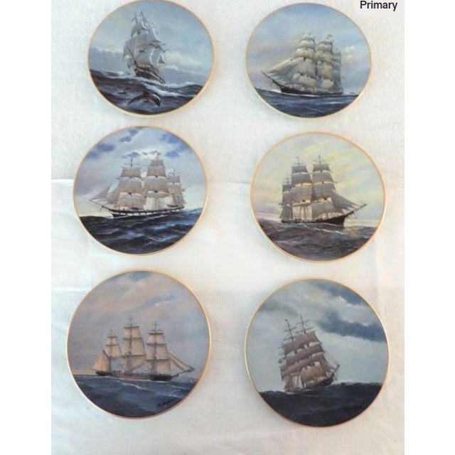 American Golden Age of Sail Clipper Ship Plates Set of 6, Charles Lundgren, 1980s Porcelain For Sale - Image 3 of 11