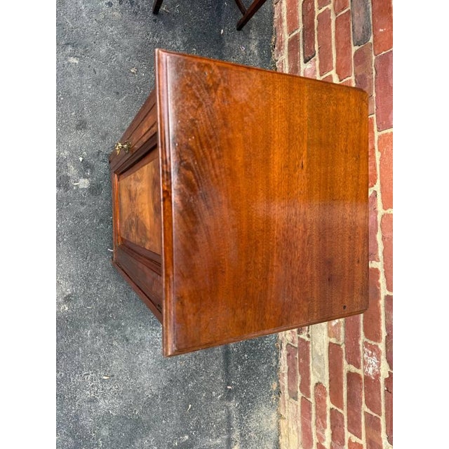 Brown Antique Victorian Style Walnut Burled Wood Narrow Bedside Cabinet For Sale - Image 8 of 14