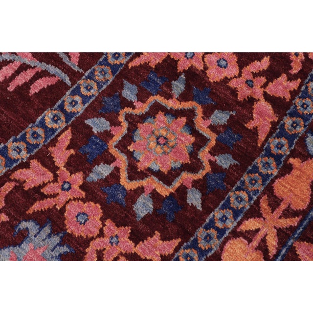 Boho Chic Ziegler Red/Blue Wool Runner Rug- 9'11'' X 10'3'' For Sale In New York - Image 6 of 10