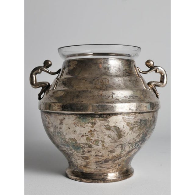 Art Deco Silver-Plated Globe Vase with Handles, Sweden, 1950s For Sale - Image 16 of 18