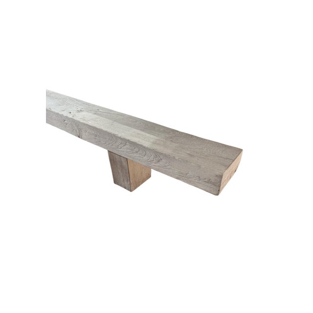 Contemporary Monumental Teak Wood Bench, Modern Organic, Bleached Finish For Sale - Image 3 of 10