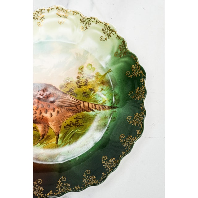 Charming Antique Pheasant Plate Hand Painted Bavaria Porcelain Hunting Lodge Wall Home Decor For Sale - Image 10 of 15