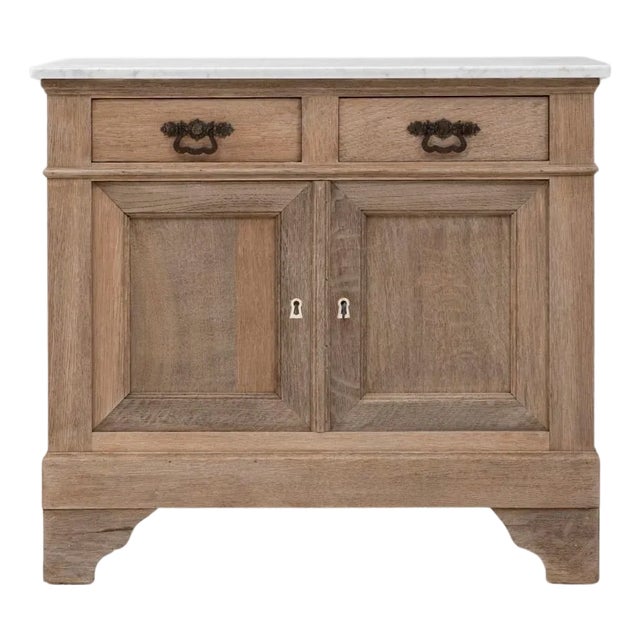 1900s French Louis Philippe Oak Buffet With Marble Top For Sale