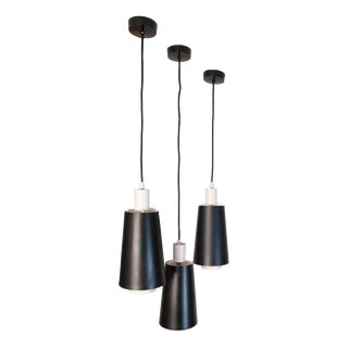 Vintage Black and White Pendants, 1960s, Set of 3 For Sale