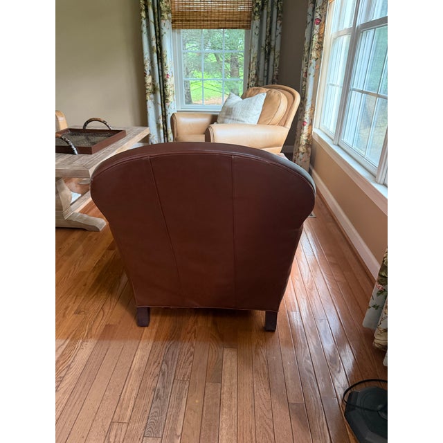 English Lee Industries English Traditional Leather Club Chair — Aniline Leather, Oxblood For Sale - Image 3 of 4
