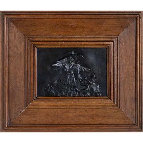 French Artist, Bas-Relief of Eagle Fighting a Snake, Bronze | Chairish
