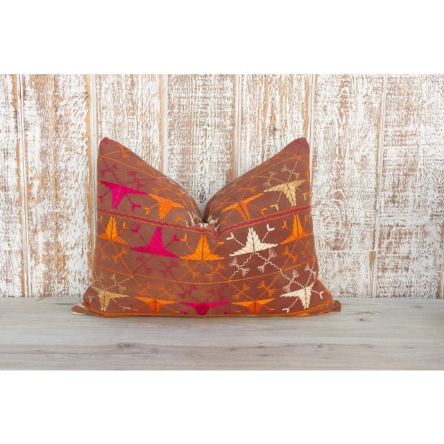 Indian Ella Antique Indian Folk Lumbar Pillow For Sale - Image 3 of 10