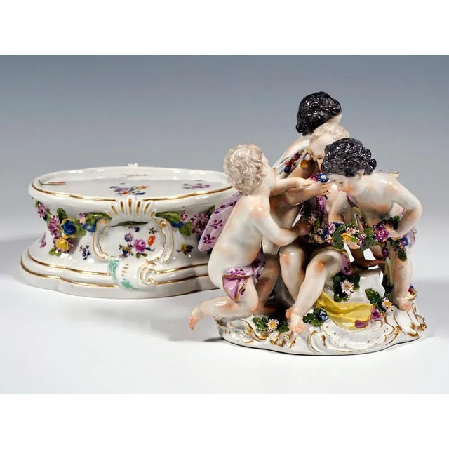 Early Meissen Cupid Group Allegory of Spring with Additional Base, 1755 For Sale - Image 6 of 11