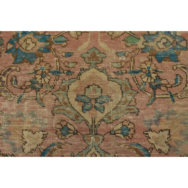 Pink Tabriz Rug 7’8” X 10′ Pink Wool Vintage Distressed Hand-Knotted Carpet For Sale - Image 8 of 15